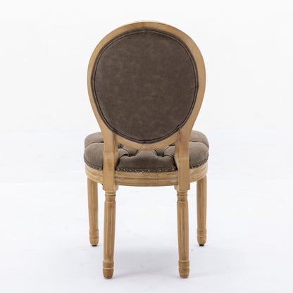 French Style Solid Wood Frame Antique Painting,Hand-pulled buckle decoration PU artificial leather Dining Chair with Nailhead Trim,Wood Legs,Density Foam,Steel Spring inner,Set of 2,Brown,SW1839BR image 7