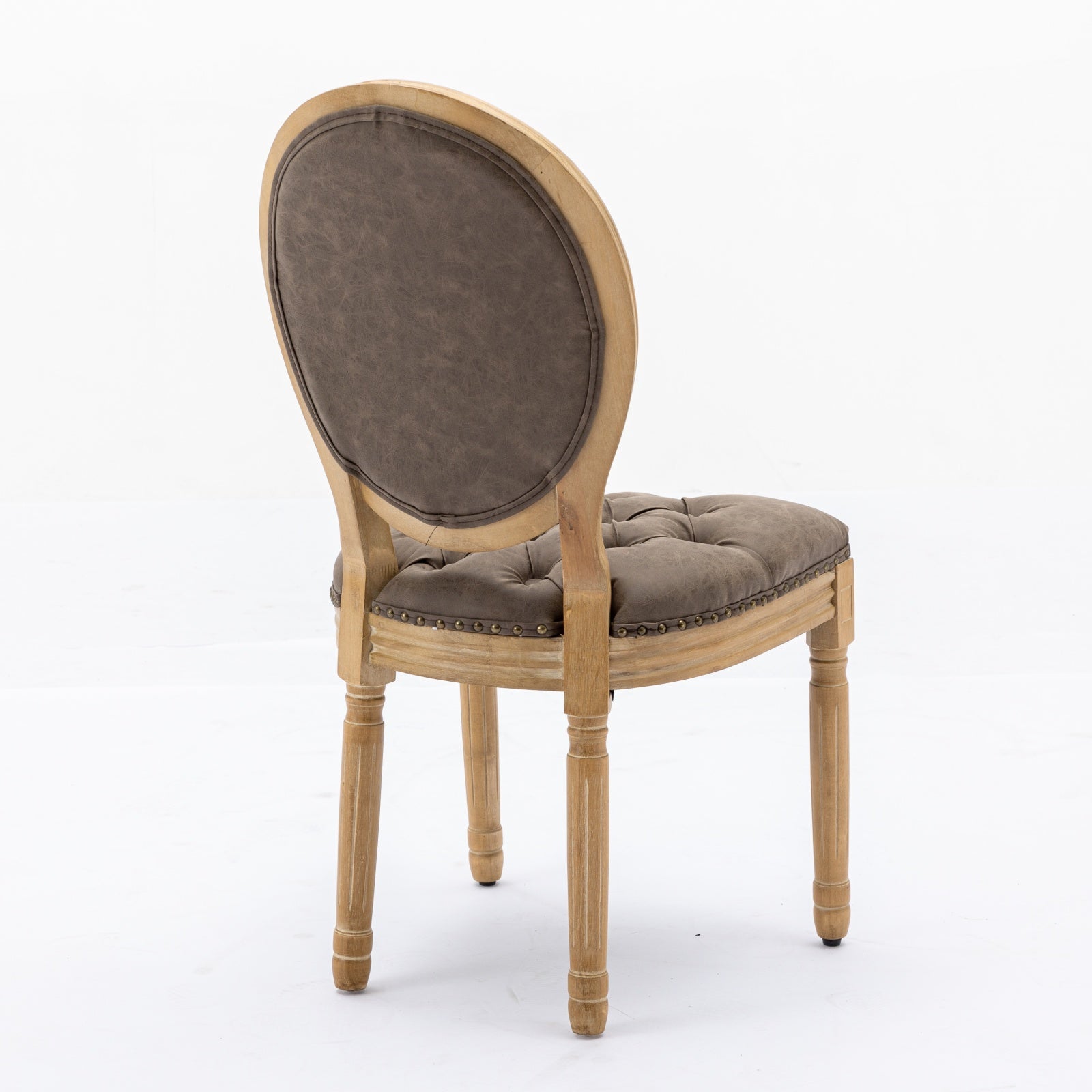 French Style Solid Wood Frame Antique Painting,Hand-pulled buckle decoration PU artificial leather Dining Chair with Nailhead Trim,Wood Legs,Density Foam,Steel Spring inner,Set of 2,Brown,SW1839BR image 6