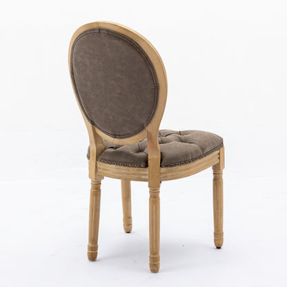 French Style Solid Wood Frame Antique Painting,Hand-pulled buckle decoration PU artificial leather Dining Chair with Nailhead Trim,Wood Legs,Density Foam,Steel Spring inner,Set of 2,Brown,SW1839BR image 6