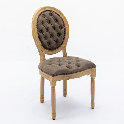 French Style Solid Wood Frame Antique Painting,Hand-pulled buckle decoration PU artificial leather Dining Chair with Nailhead Trim,Wood Legs,Density Foam,Steel Spring inner,Set of 2,Brown,SW1839BR image 4