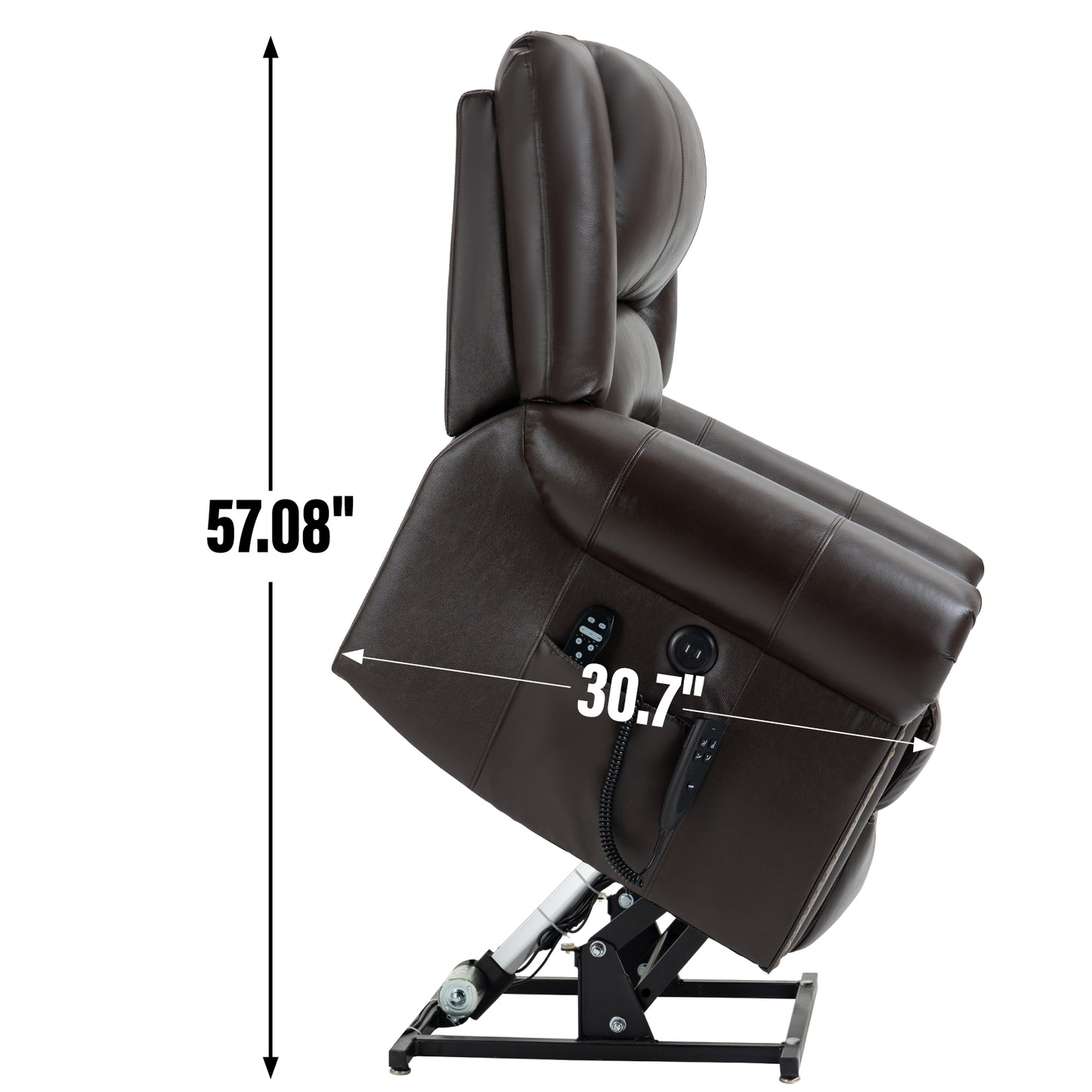 Power Lift Recliner Chair Heat Massage Dual Motor Infinite Position Up to 350 LBS, Genuine Leather, Heavy Duty Motion Mechanism with USB Ports, Brown image 5