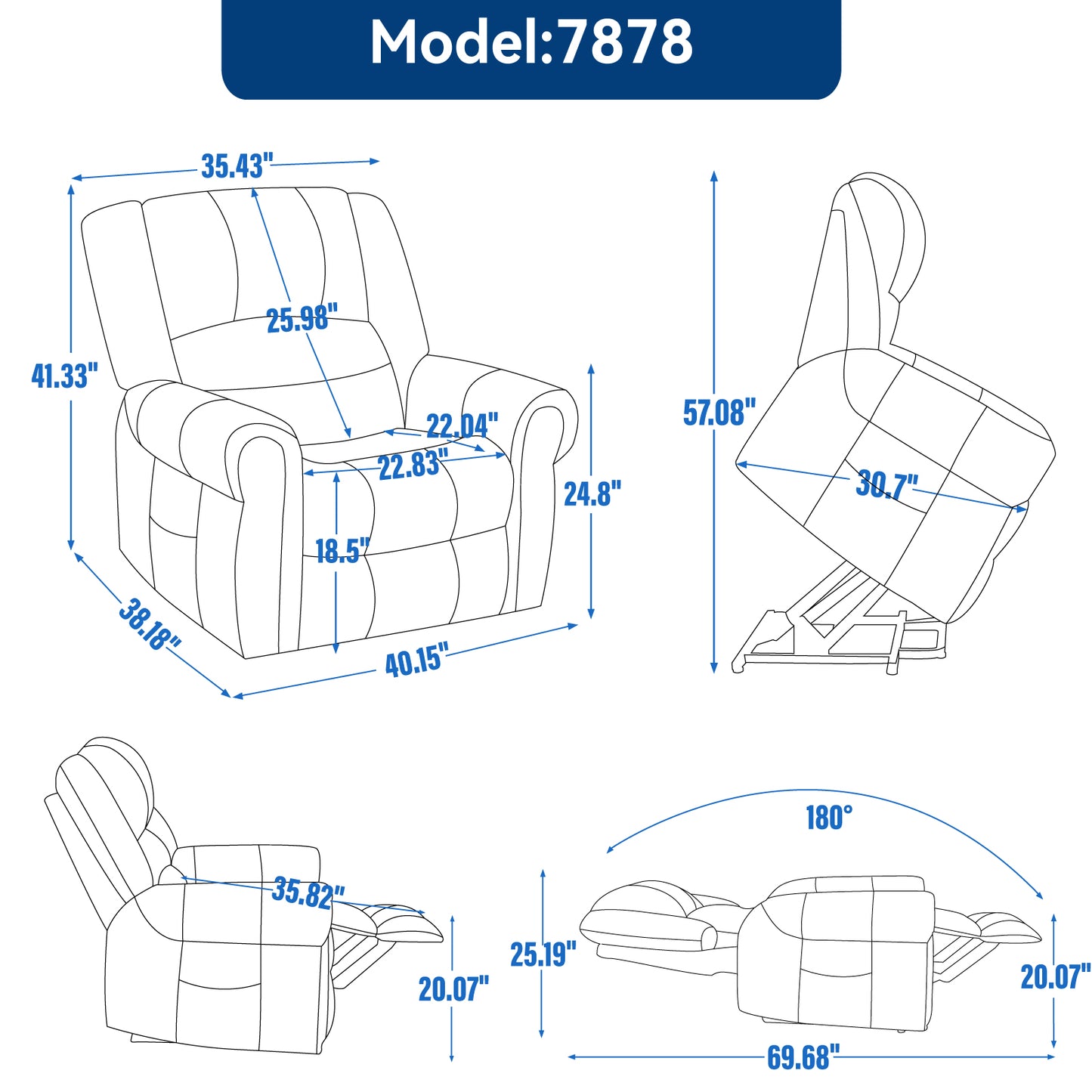 Power Lift Recliner Chair Heat Massage Dual Motor Infinite Position Up to 350 LBS, Genuine Leather, Heavy Duty Motion Mechanism with USB Ports, Brown image 6