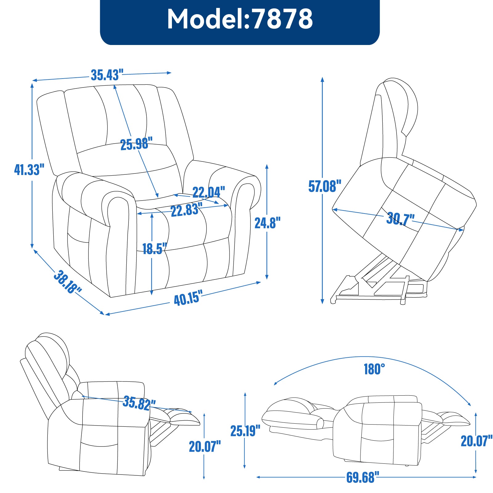 Power Lift Recliner Chair Heat Massage Dual Motor Infinite Position Up to 350 LBS, Genuine Leather, Heavy Duty Motion Mechanism with USB Ports, Brown image 6