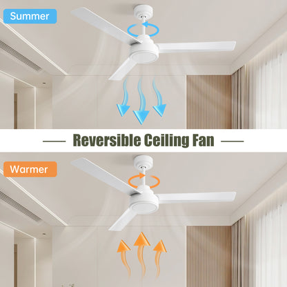 (Same as W882P164177) 52" Ceiling Fan Without Light, 3 ABS Blades with Remote Control 6-speed Reversible DC Motor White for Living Room, Bedroom, Kitchen image 5