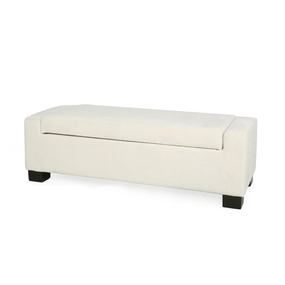 50" Ottoman Bench in Textured Fabric, Rectangular Design with Hinged Lid for Seating, Footrest, and Hidden Storage, Perfect for Living Room, Bedroom, or Entryway image 6