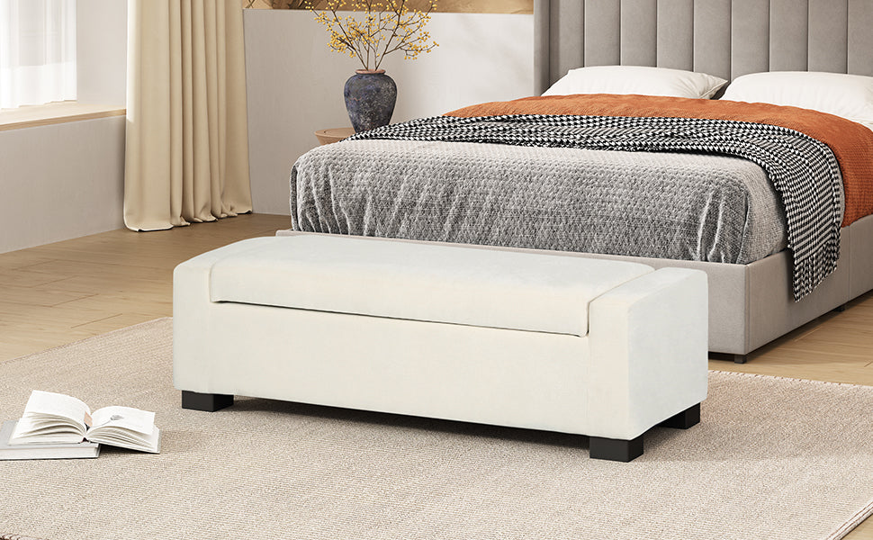 50" Ottoman Bench in Textured Fabric, Rectangular Design with Hinged Lid for Seating, Footrest, and Hidden Storage, Perfect for Living Room, Bedroom, or Entryway image 2