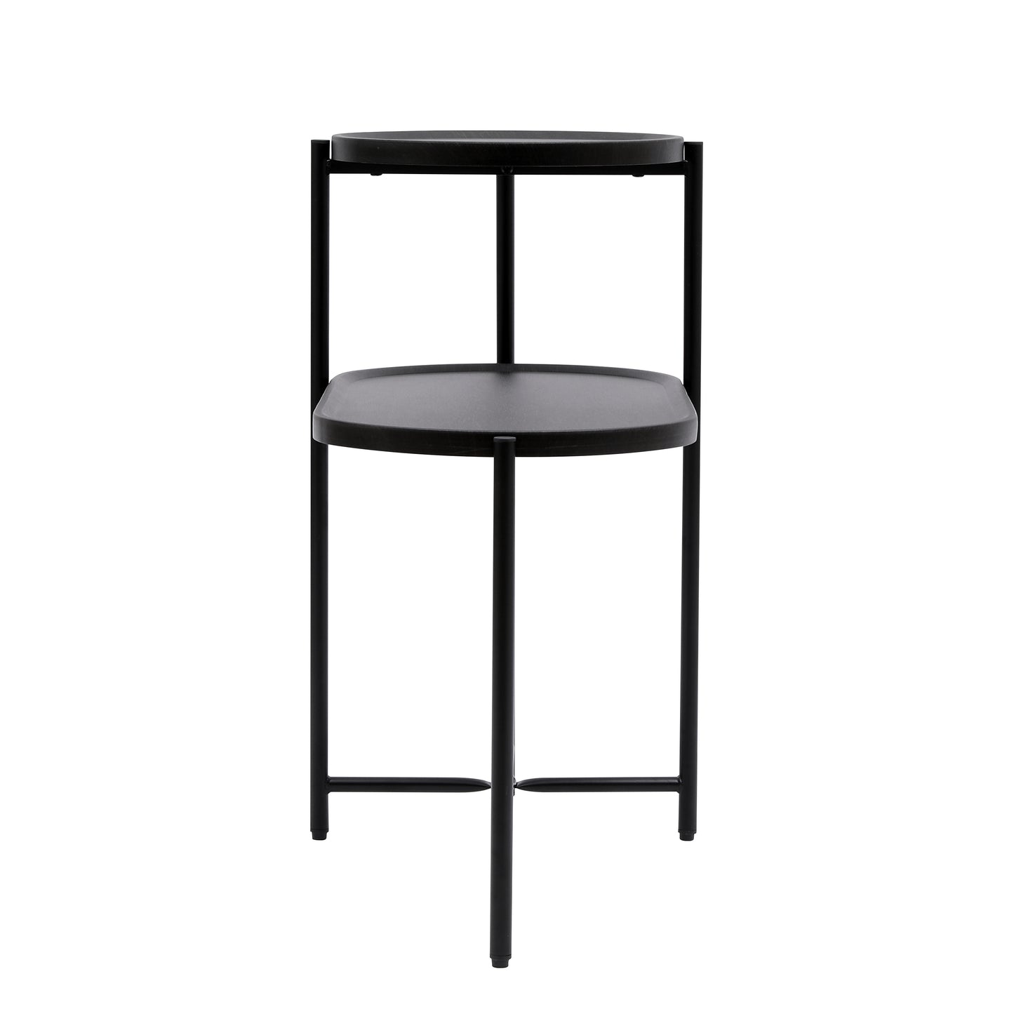 Round Coffee Table with Storage Tray 2 Tier Oval End Tables Wooden Small Side Table for Living Room (Black) image 11
