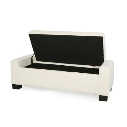 50" Ottoman Bench in Textured Fabric, Rectangular Design with Hinged Lid for Seating, Footrest, and Hidden Storage, Perfect for Living Room, Bedroom, or Entryway image 3