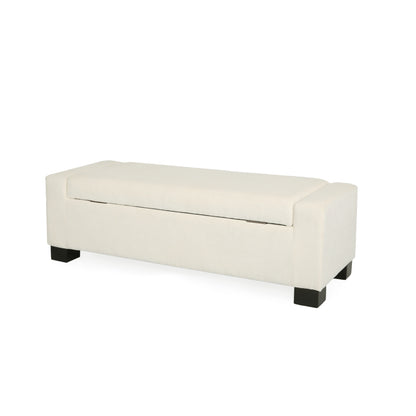 50" Ottoman Bench in Textured Fabric, Rectangular Design with Hinged Lid for Seating, Footrest, and Hidden Storage, Perfect for Living Room, Bedroom, or Entryway image 4
