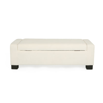 50" Ottoman Bench in Textured Fabric, Rectangular Design with Hinged Lid for Seating, Footrest, and Hidden Storage, Perfect for Living Room, Bedroom, or Entryway image 5