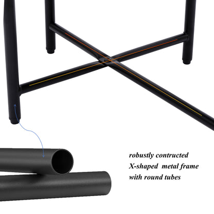 Round Coffee Table with Storage Tray 2 Tier Oval End Tables Wooden Small Side Table for Living Room (Black) image 8