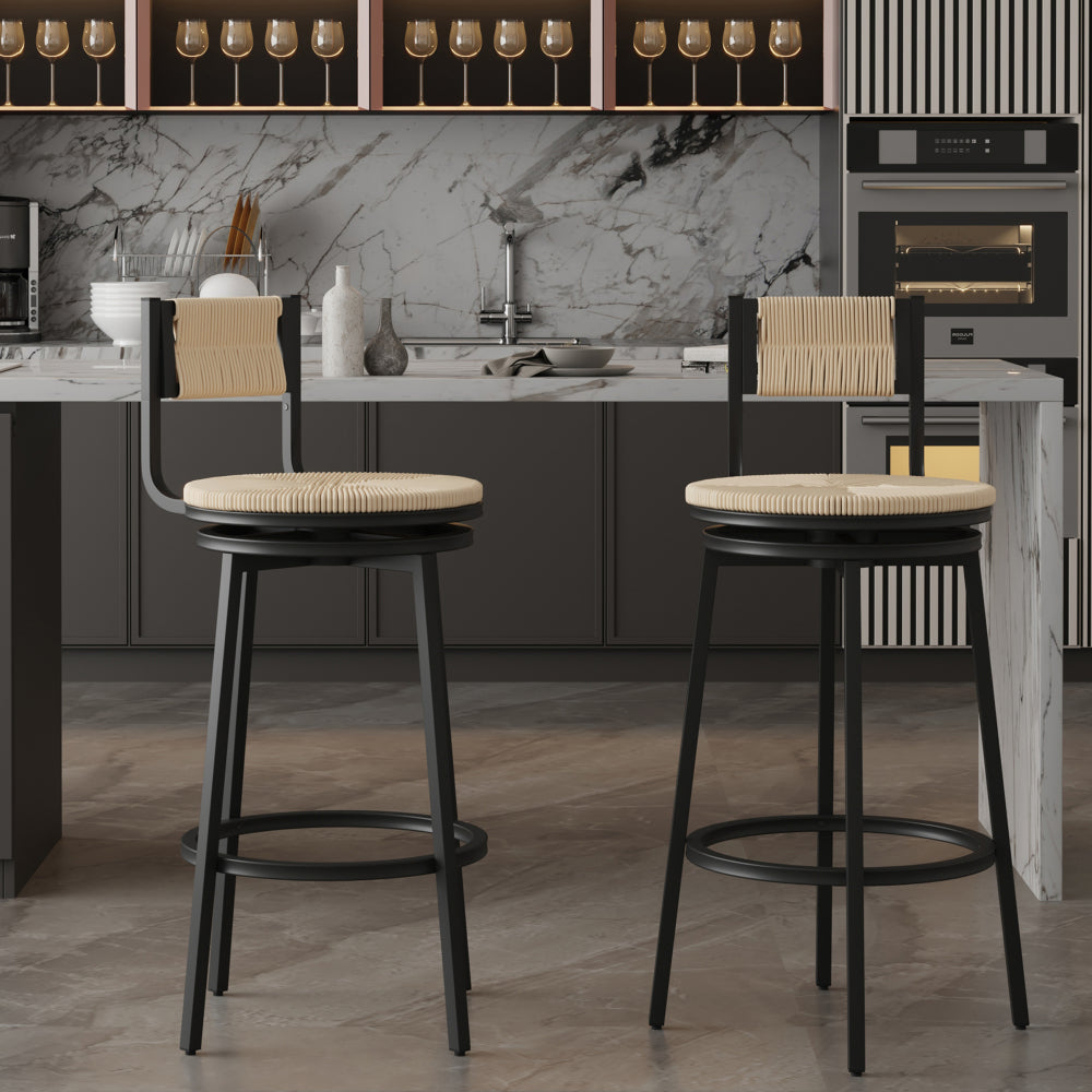 Creamy White Swivel Bar Stools Set of 2 - Stylish Seating