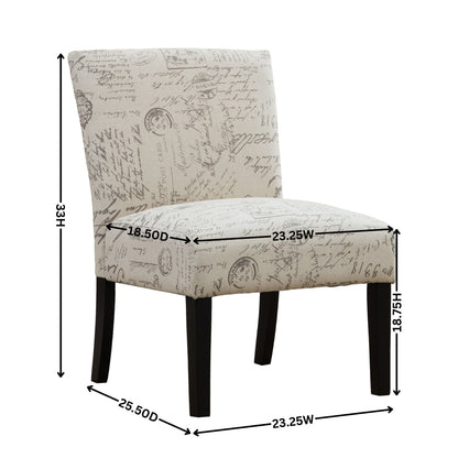 Botticelli English Letter Print Fabric Armless Contemporary Accent Chair image 8