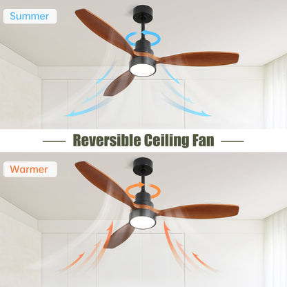 (Same as W882P147232) 52 Inch Wooden Ceiling Fan With 3 Solid Wood Blades Remote Control Reversible DC Motor With Led Light image 6