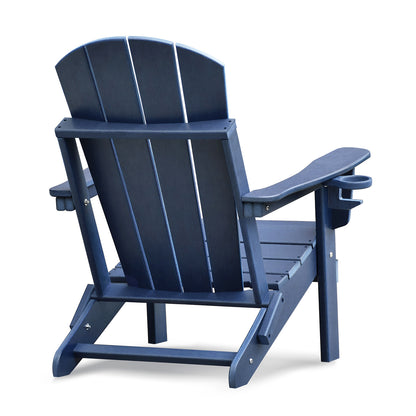 Folding Outdoor Adirondack Chair Set of 2 and Table Set,HDPE All-weather Folding Fire Pit Chair, Ergonomic Design Patio Lawn Chair for Outside Deck Garden Backyardf Balcony, Navy Blue image 9