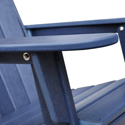 Folding Outdoor Adirondack Chair Set of 2 and Table Set,HDPE All-weather Folding Fire Pit Chair, Ergonomic Design Patio Lawn Chair for Outside Deck Garden Backyardf Balcony, Navy Blue image 3