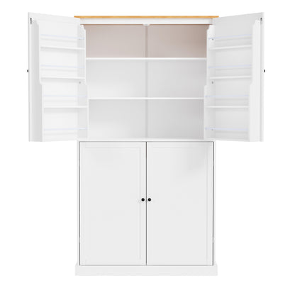 [Assembly Video Provided]TOPMAX 40.2x20x71.3inch High Freestanding Kitchen Pantry Large Cupboard Storage Cabinet with 2 Drawers, 2 Adjustable Shelves, 8 Door Shelves for Kitchen, Dining Room,White image 10