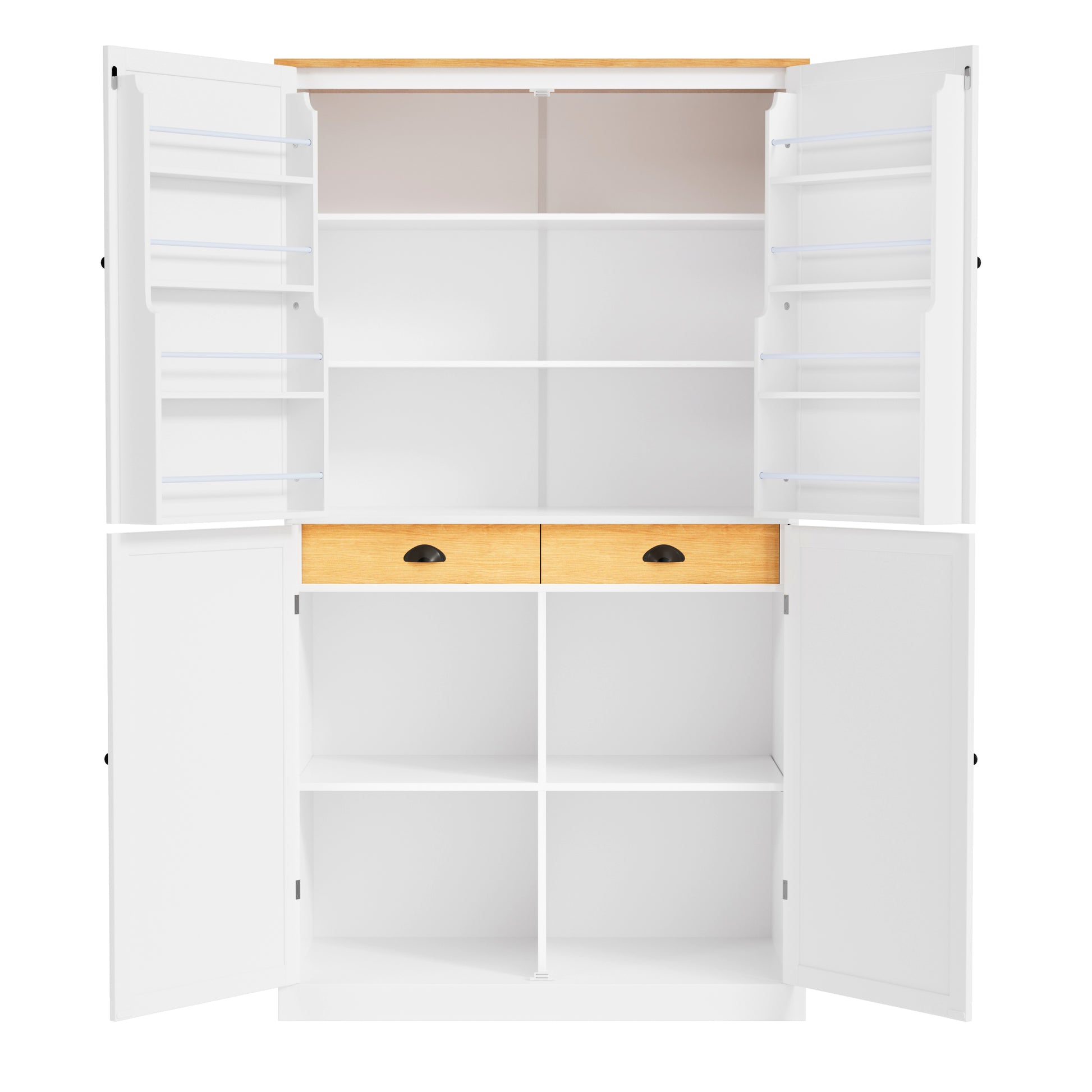 [Assembly Video Provided]TOPMAX 40.2x20x71.3inch High Freestanding Kitchen Pantry Large Cupboard Storage Cabinet with 2 Drawers, 2 Adjustable Shelves, 8 Door Shelves for Kitchen, Dining Room,White image 9