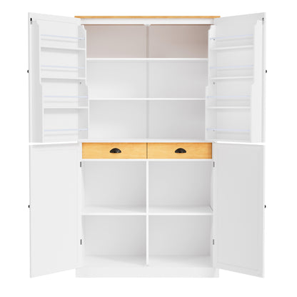 [Assembly Video Provided]TOPMAX 40.2x20x71.3inch High Freestanding Kitchen Pantry Large Cupboard Storage Cabinet with 2 Drawers, 2 Adjustable Shelves, 8 Door Shelves for Kitchen, Dining Room,White image 9