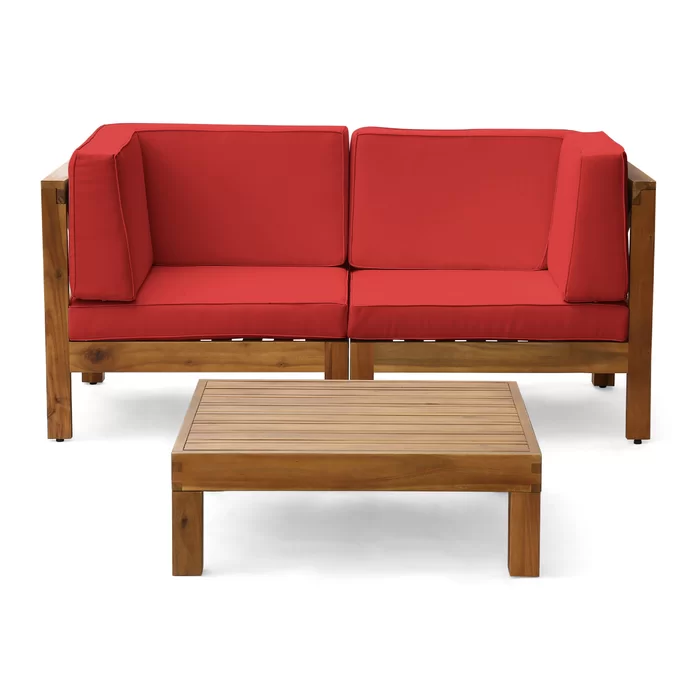 BRAVA X-BACK - 2 SEATER SECTIONAL LOVESEAT WITH COFFEE TABLE, RED image 2