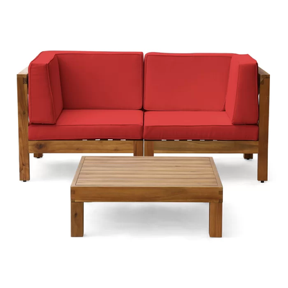 BRAVA X-BACK - 2 SEATER SECTIONAL LOVESEAT WITH COFFEE TABLE, RED image 2