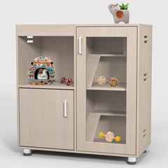 4-Tier Wood Hamster Cage with Storage Cabinet & Acrylic Windows - Perfect for Guinea Pigs