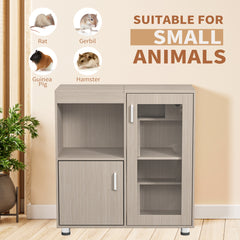 4-Tier Wood Hamster Cage with Storage Cabinet & Acrylic Windows - Perfect for Guinea Pigs