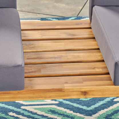 Canoga Outdoor Industrial Loveseat with Coffee Table image 8