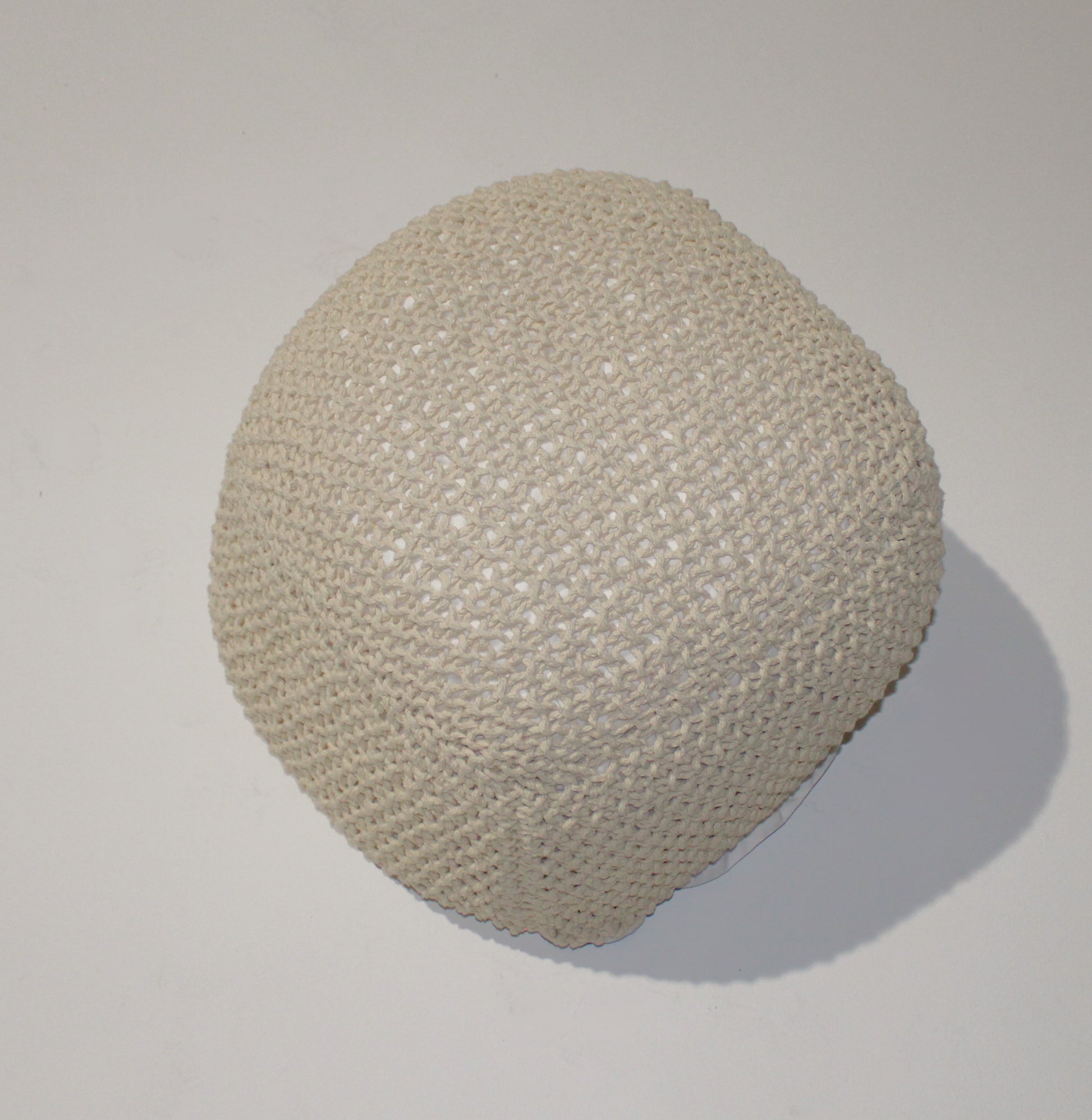SEMI-Rounded Pouf - Cable Knitted - Handmade - Perfect Seating for Children and Adults - Footrest for Living Room or Bedroom - 100% Cotton Pouf (21" X 21" X 18") image 4