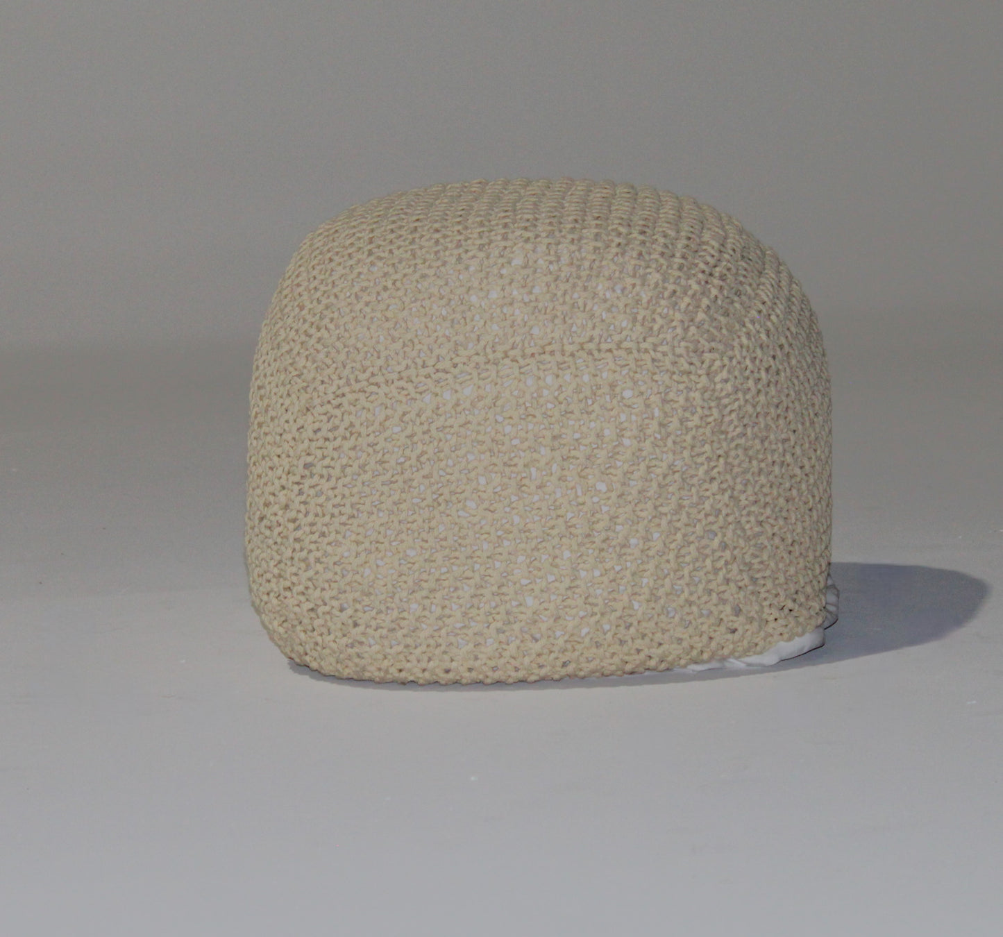 SEMI-Rounded Pouf - Cable Knitted - Handmade - Perfect Seating for Children and Adults - Footrest for Living Room or Bedroom - 100% Cotton Pouf (21" X 21" X 18") image 5