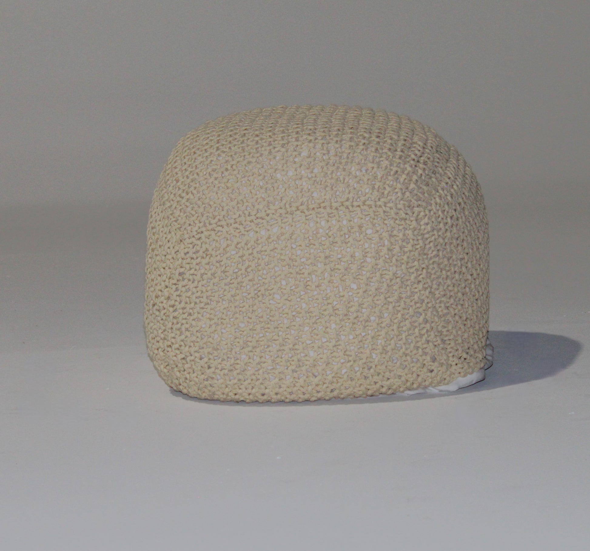 SEMI-Rounded Pouf - Cable Knitted - Handmade - Perfect Seating for Children and Adults - Footrest for Living Room or Bedroom - 100% Cotton Pouf (21" X 21" X 18") image 5