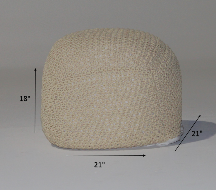 SEMI-Rounded Pouf - Cable Knitted - Handmade - Perfect Seating for Children and Adults - Footrest for Living Room or Bedroom - 100% Cotton Pouf (21" X 21" X 18") image 7