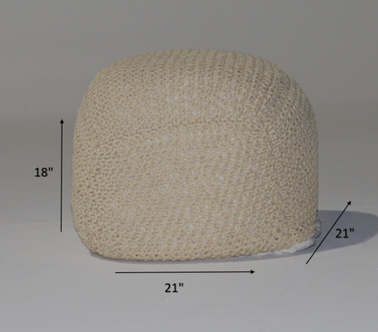 SEMI-Rounded Pouf - Cable Knitted - Handmade - Perfect Seating for Children and Adults - Footrest for Living Room or Bedroom - 100% Cotton Pouf (21" X 21" X 18") image 7