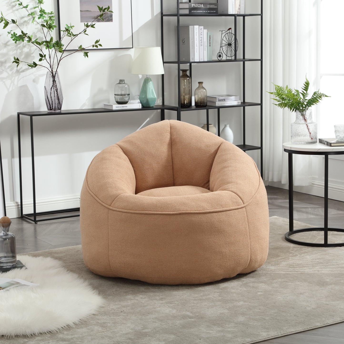 Bedding Bean Bag Sofa Chair High Pressure Foam Bean Bag Chair Adult Material with Padded Foam Padding Compressed Bean Bag With Footrest image 5