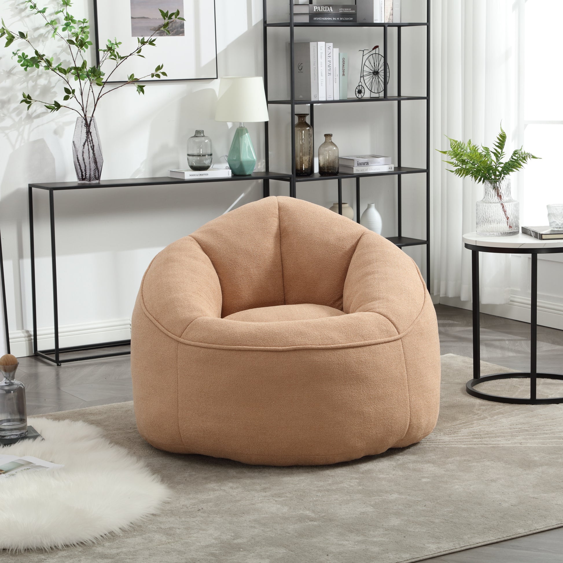 Bedding Bean Bag Sofa Chair High Pressure Foam Bean Bag Chair Adult Material with Padded Foam Padding Compressed Bean Bag With Footrest image 5