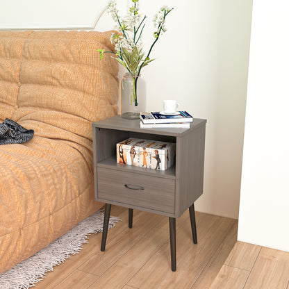 Two sets of Nightstand,modern style bedside table, With storage drawers and open wooden shelves, Suitable for living rooms, Bedrooms and small spaces. Decorative bedside tables in two sets, Easy to as image 4