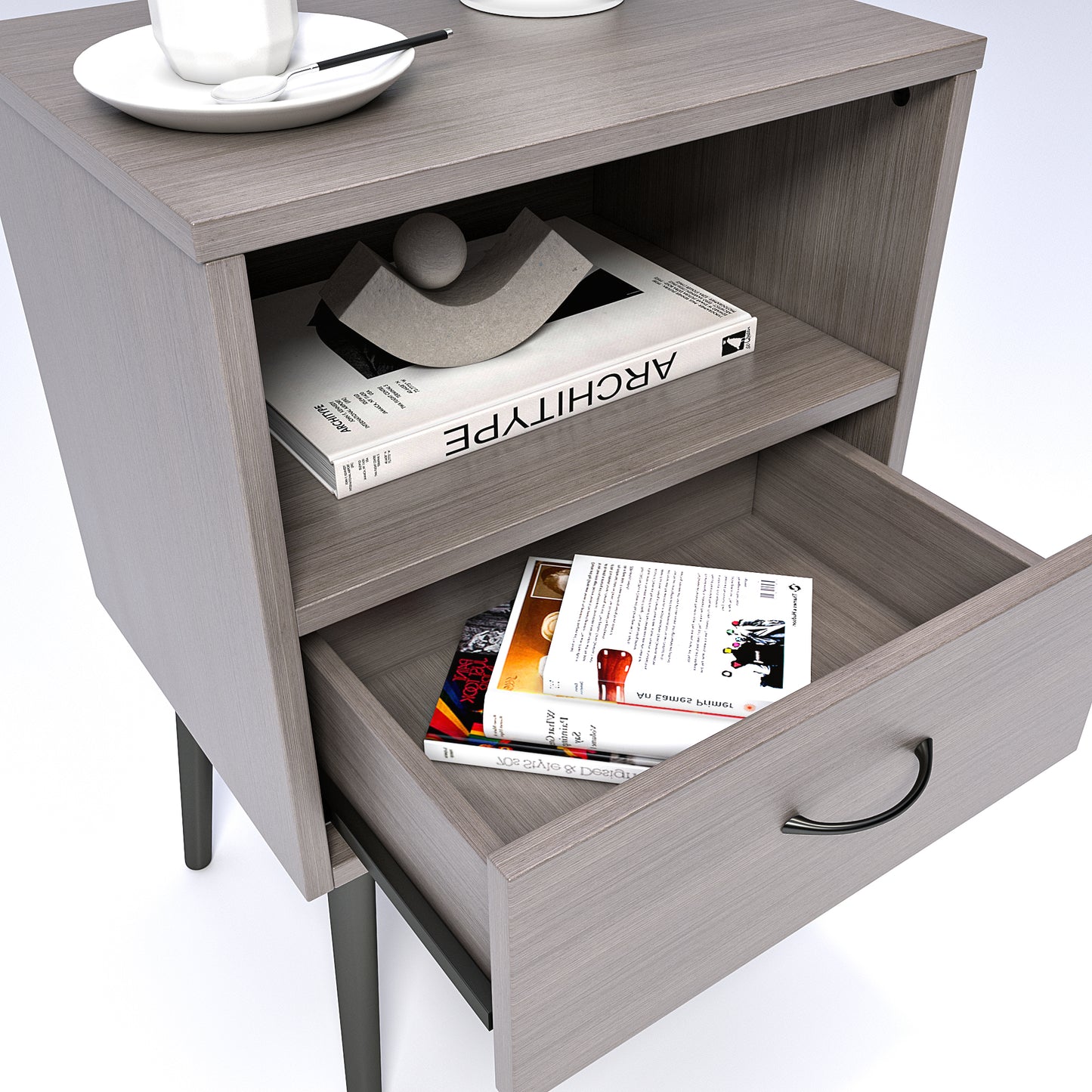 Two sets of Nightstand,modern style bedside table, With storage drawers and open wooden shelves, Suitable for living rooms, Bedrooms and small spaces. Decorative bedside tables in two sets, Easy to as image 6