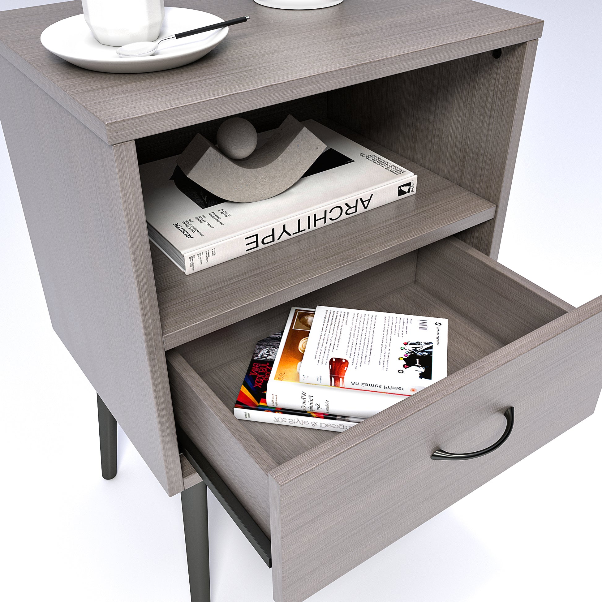 Two sets of Nightstand,modern style bedside table, With storage drawers and open wooden shelves, Suitable for living rooms, Bedrooms and small spaces. Decorative bedside tables in two sets, Easy to as image 6