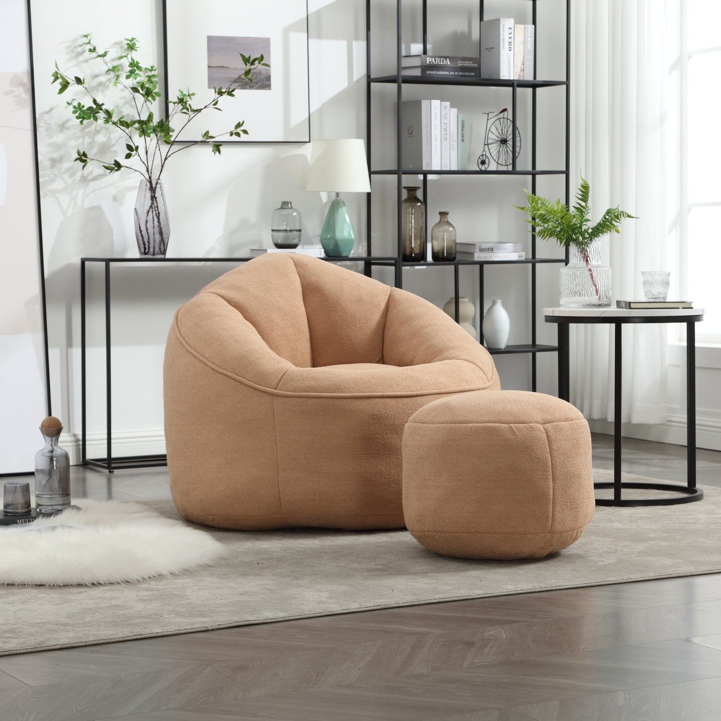 Bedding Bean Bag Sofa Chair High Pressure Foam Bean Bag Chair Adult Material with Padded Foam Padding Compressed Bean Bag With Footrest image 1