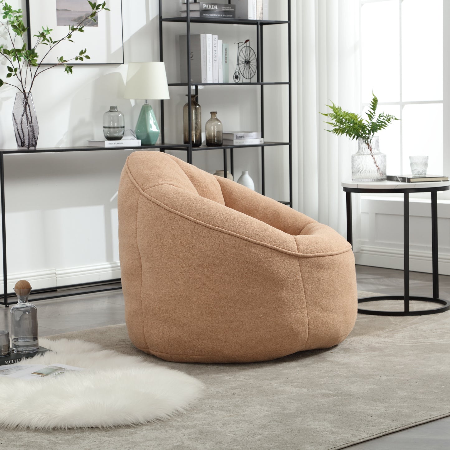 Bedding Bean Bag Sofa Chair High Pressure Foam Bean Bag Chair Adult Material with Padded Foam Padding Compressed Bean Bag With Footrest image 6