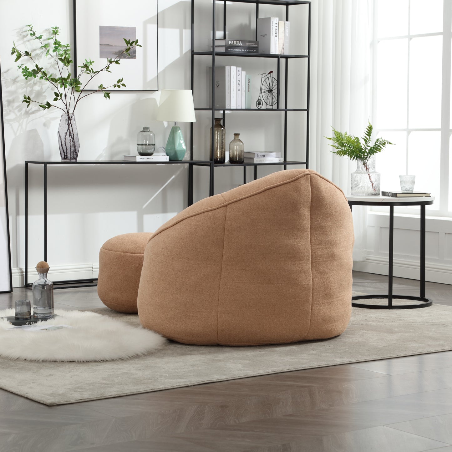 Bedding Bean Bag Sofa Chair High Pressure Foam Bean Bag Chair Adult Material with Padded Foam Padding Compressed Bean Bag With Footrest image 8