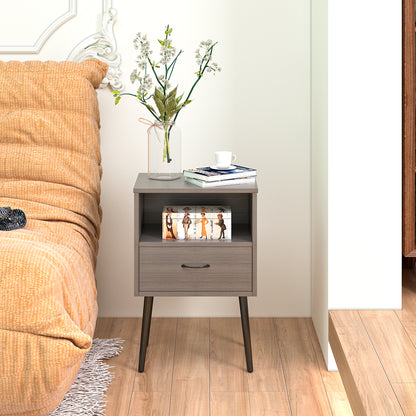 Two sets of Nightstand,modern style bedside table, With storage drawers and open wooden shelves, Suitable for living rooms, Bedrooms and small spaces. Decorative bedside tables in two sets, Easy to as image 3