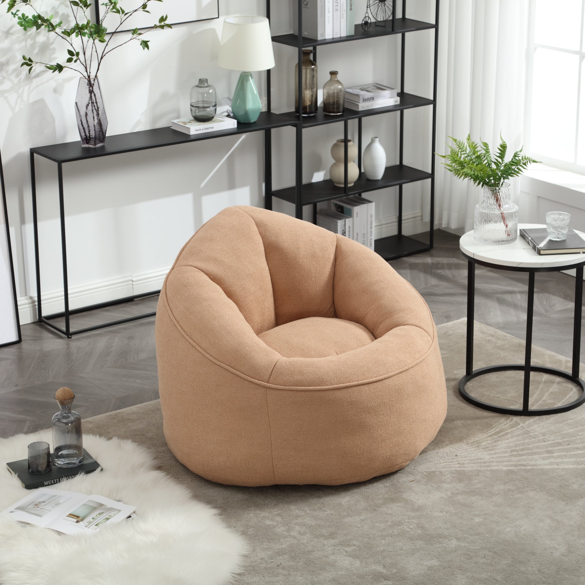 Bedding Bean Bag Sofa Chair High Pressure Foam Bean Bag Chair Adult Material with Padded Foam Padding Compressed Bean Bag With Footrest image 9