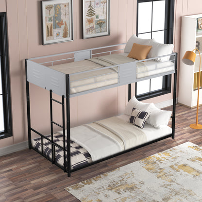 Metal Twin over Twin Bunk Bed with Vent Board/ Heavy-duty Sturdy Metal/ Noise Reduced/ Safety Guardrail/ CPC Certified image 2