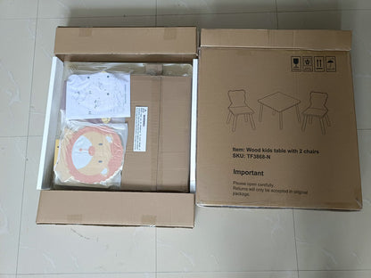 Kids Table and 2 Chairs Set, 3 Pieces Toddler Table and Chair Set, Wooden Activity Play Table Set (Lion&Monkey) image 11