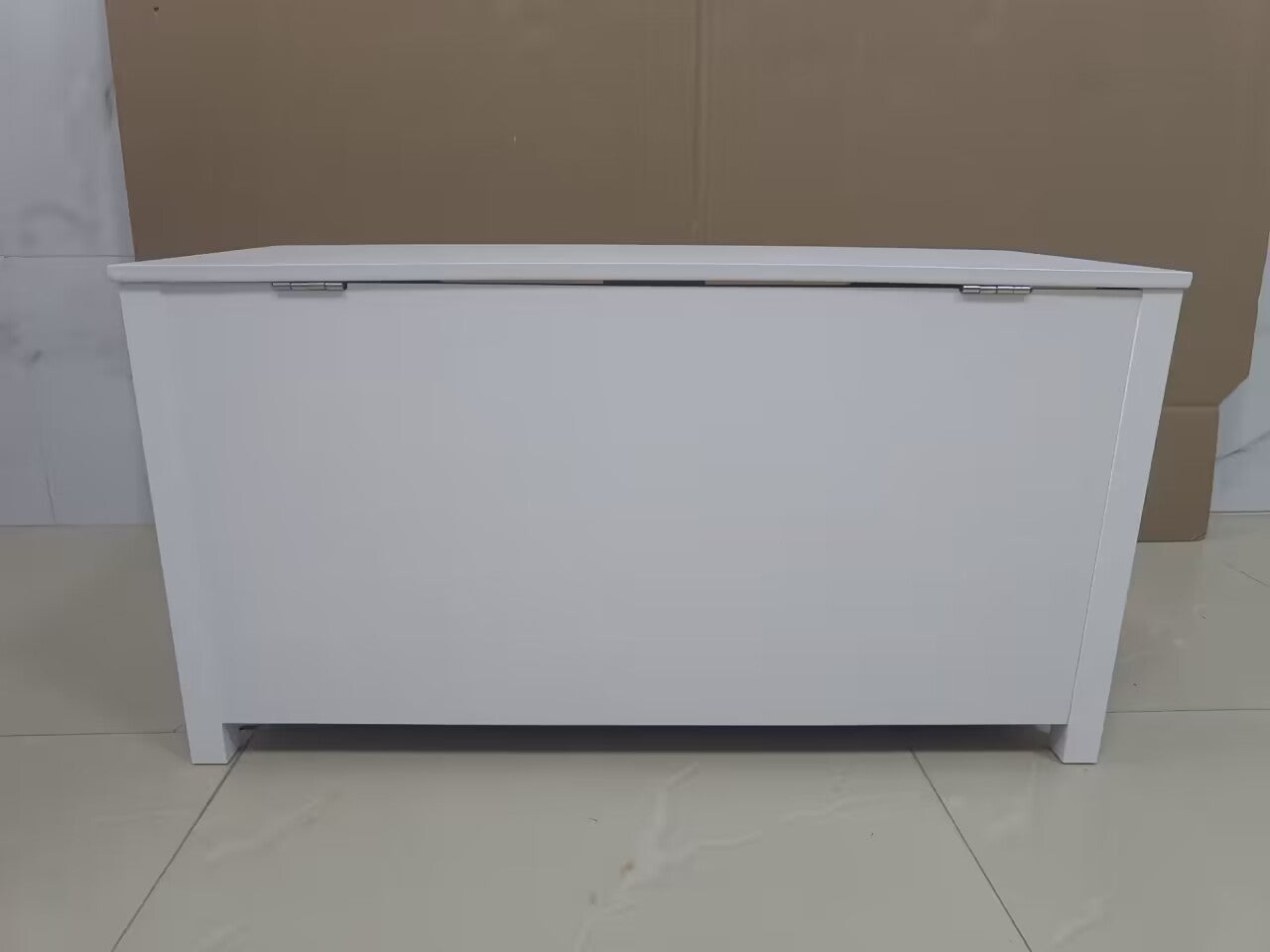 Kids Wooden Toy Box Storage with Safety Hinged Lid for Ages 2+ (White) image 6