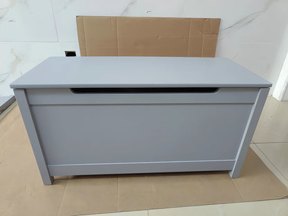 Kids Wooden Toy Box Storage with Safety Hinged Lid for Ages 2+ (Gray) image 10