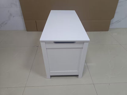 Kids Wooden Toy Box Storage with Safety Hinged Lid for Ages 2+ (White) image 5