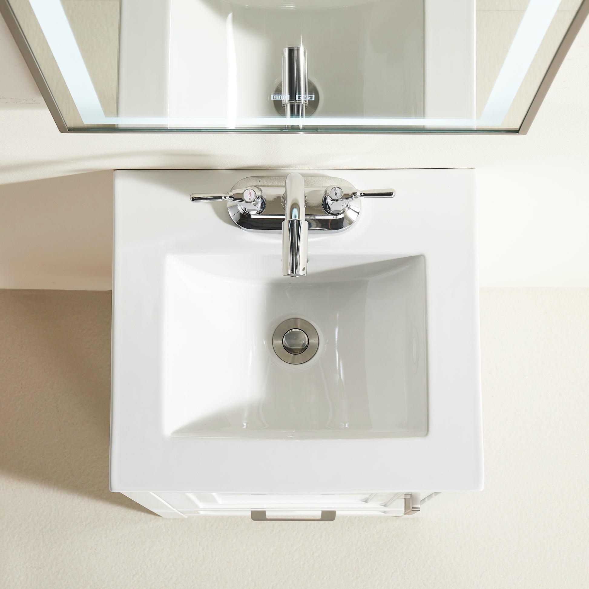 Fully Assembled 18'' White Freestanding Bathroom Cabinet with Ceramic Top (Old SKU K1826P225850/K1826S0001) image 2