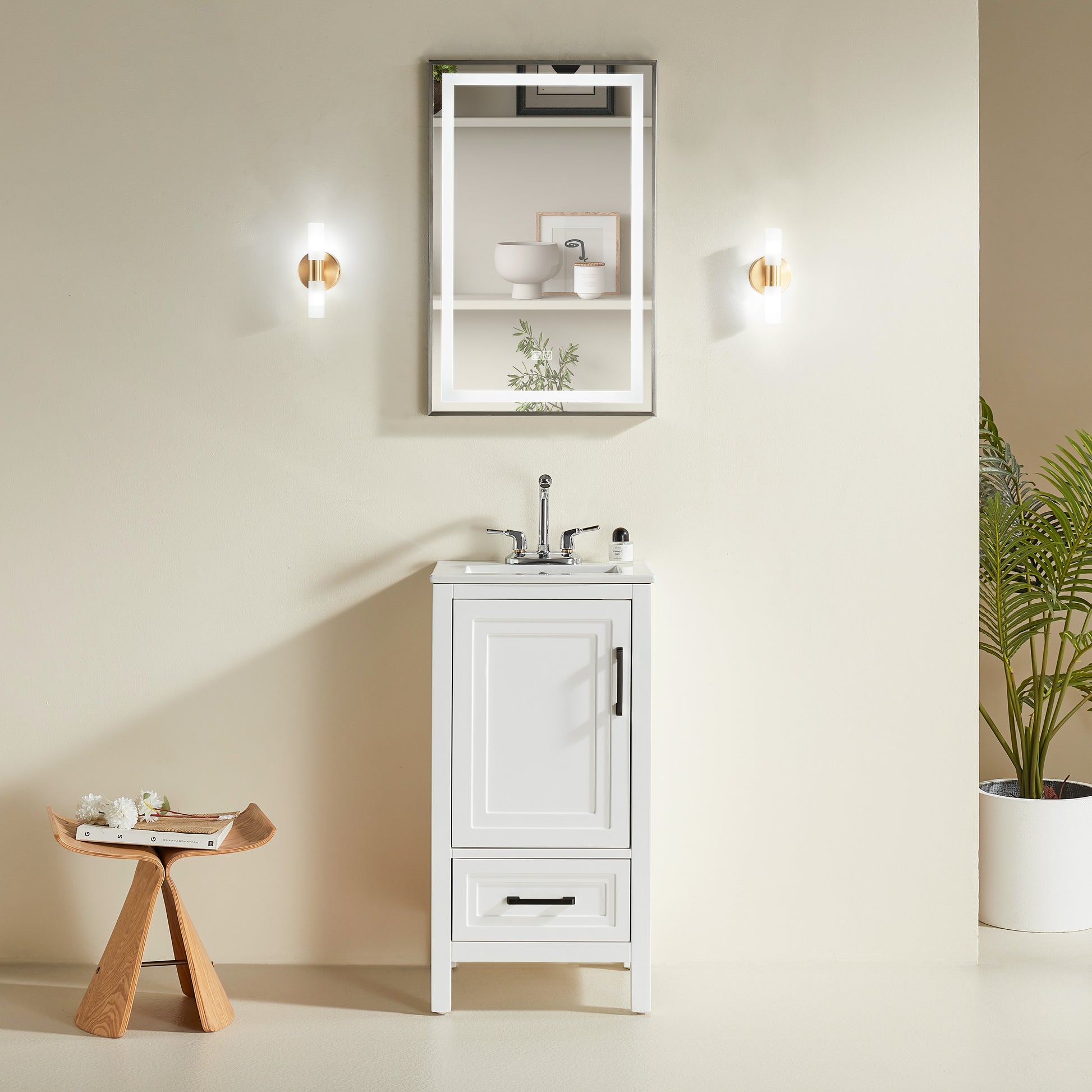Fully Assembled 18'' White Freestanding Bathroom Cabinet with Ceramic Top (Old SKU K1826P225850/K1826S0001) image 8